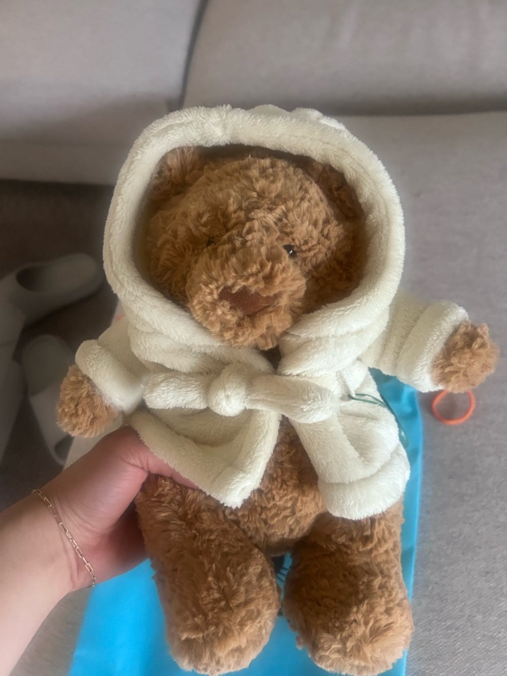 Jellycat Brown Teddy Bear in Cream Hooded Coat